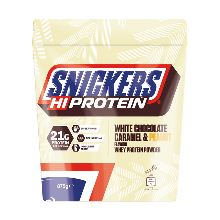 Snickers White Hi-Protein Powder 875g White Chocolate Caramel & Peanut